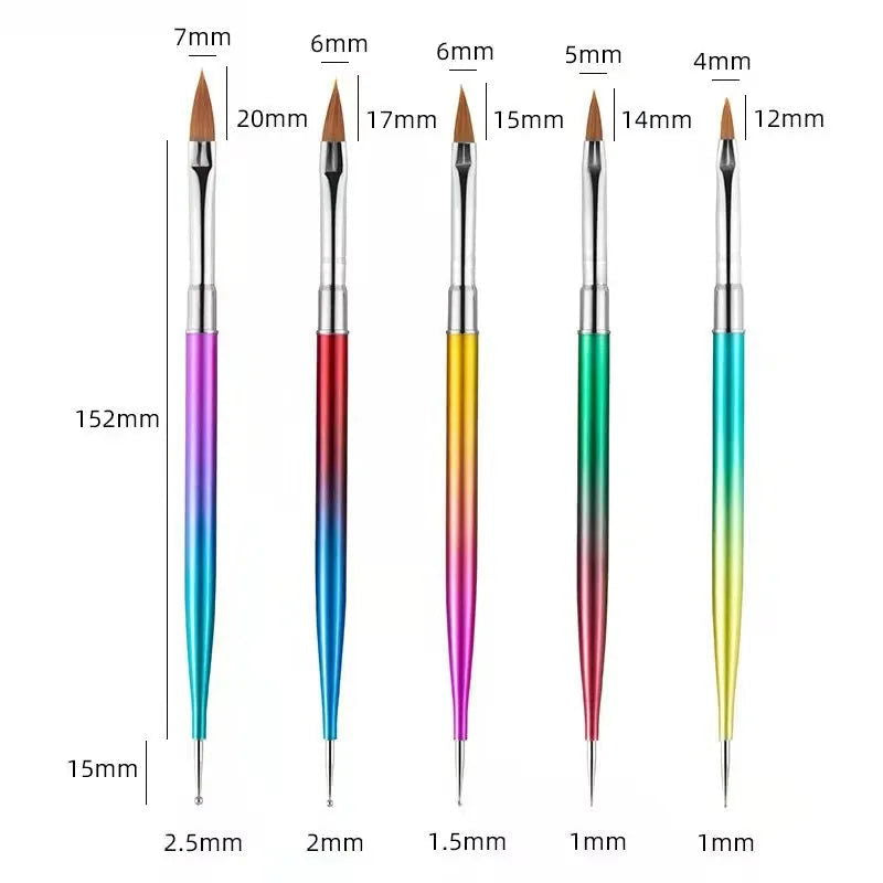 5/20Pcs Nail Art Brush Design Tip Painting Drawing Carving Dotting Pen FlatFan Liner Acrylic Gel UV Polish Manicure Tools - Slobuy