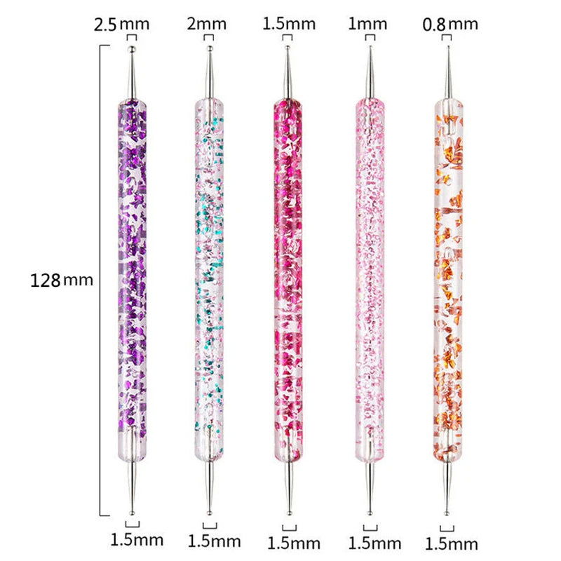 5/20Pcs Nail Art Brush Design Tip Painting Drawing Carving Dotting Pen FlatFan Liner Acrylic Gel UV Polish Manicure Tools - Slobuy