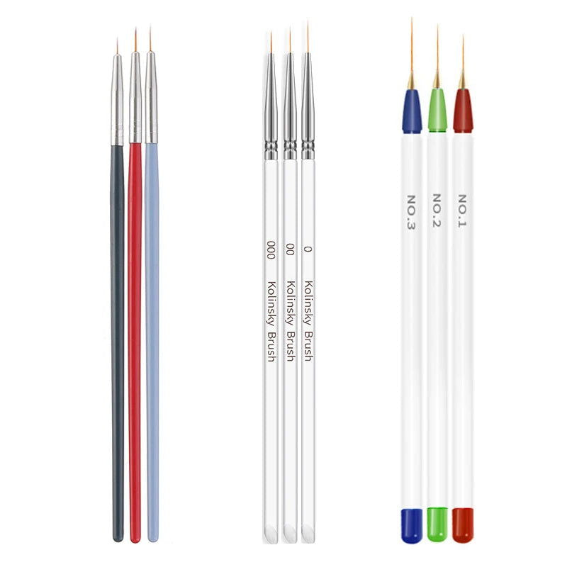 5/20Pcs Nail Art Brush Design Tip Painting Drawing Carving Dotting Pen FlatFan Liner Acrylic Gel UV Polish Manicure Tools - Slobuy