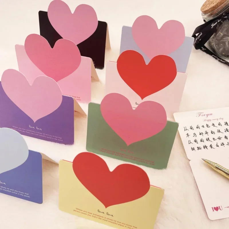 20Pcs Romantic LOVE Heart Postcard Greeting Card Valentine's Day Gift Card Wedding Invitations Card Thank You Message Cards - Slobuy