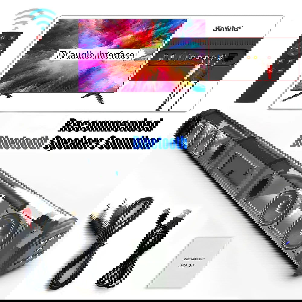 20W Soundbar Bluetooth Speaker Desktop Home TV Outdoor Super Power Sound TV Projector Subwoofer Portable Sound bar - Slobuy