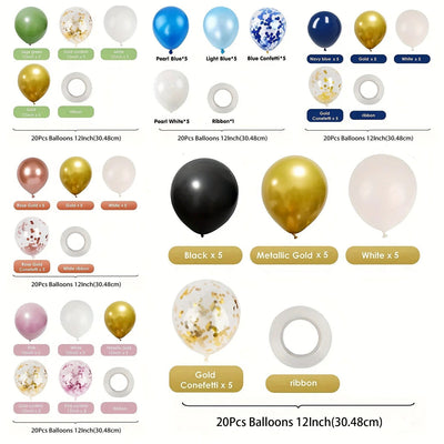 20 Pcs 12 Inch Latex Confetti Balloons Kit With Ribbons for Birthday Wedding Baby Shower Graduation Party Decorations - Slobuy