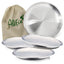 20cm Round Metal Dish Camping Stainless Steel 304 Serving Dinner Plates 4 Pack with alleco cotton bag for BBQ, Snack, Salad - Slobuy