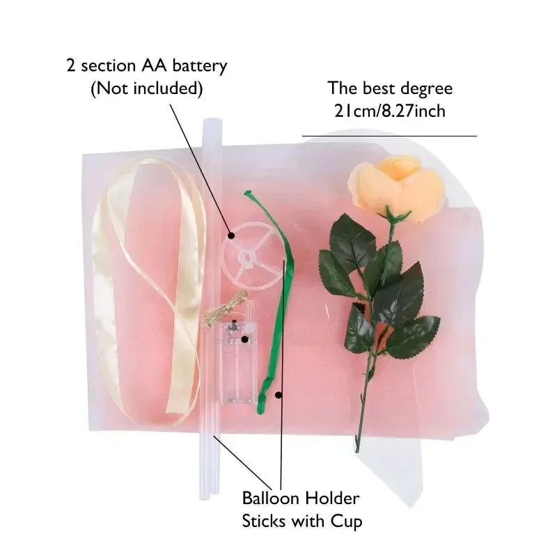20inchTransparent Bobo Balloon LED Luminous Rose Balloons Valentine's Day Wedding Birthday Party Decor Inflatable Bubble Ballon - Slobuy