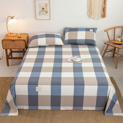 210x230cm Polyester Cotton Bed Sheet Skin-friendly Soft Jacquard Washed Cotton Coarse Cloth Bed Sheet - Slobuy