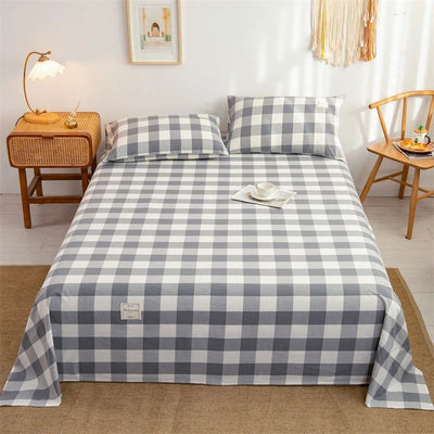 210x230cm Polyester Cotton Bed Sheet Skin-friendly Soft Jacquard Washed Cotton Coarse Cloth Bed Sheet - Slobuy