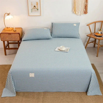 210x230cm Polyester Cotton Bed Sheet Skin-friendly Soft Jacquard Washed Cotton Coarse Cloth Bed Sheet - Slobuy