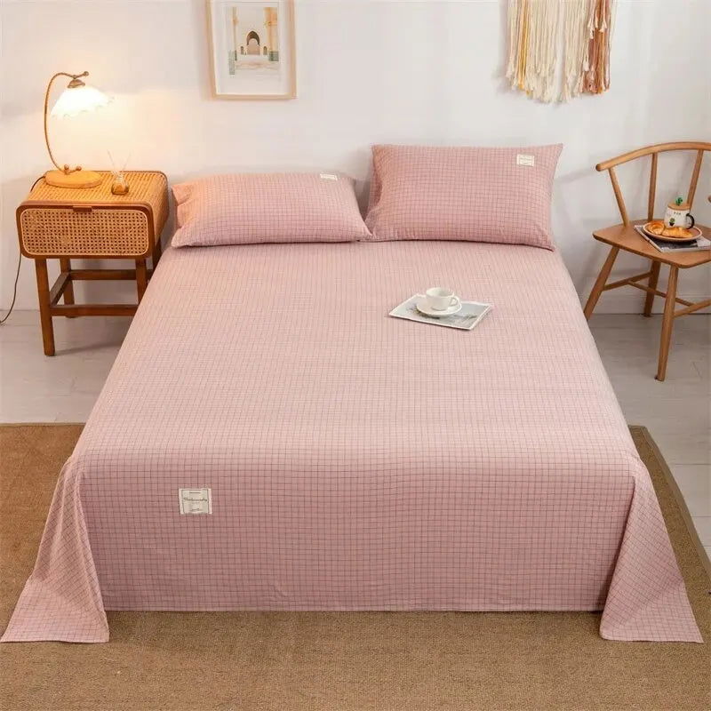 210x230cm Polyester Cotton Bed Sheet Skin-friendly Soft Jacquard Washed Cotton Coarse Cloth Bed Sheet - Slobuy