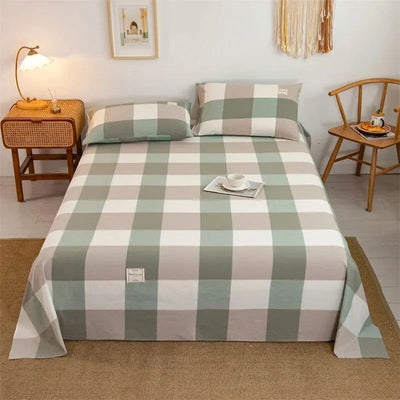 210x230cm Polyester Cotton Bed Sheet Skin-friendly Soft Jacquard Washed Cotton Coarse Cloth Bed Sheet - Slobuy