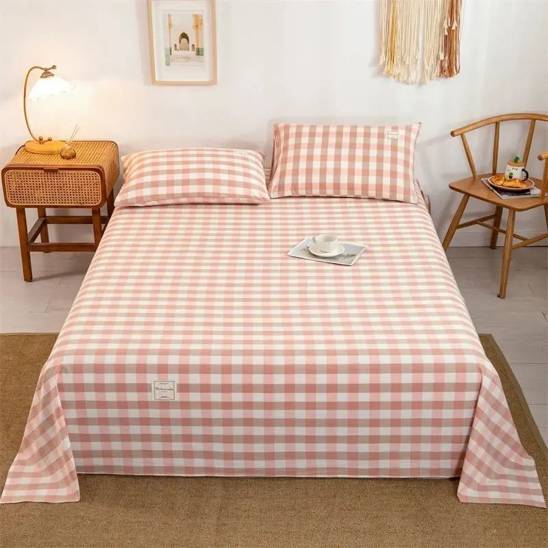 210x230cm Polyester Cotton Bed Sheet Skin-friendly Soft Jacquard Washed Cotton Coarse Cloth Bed Sheet - Slobuy