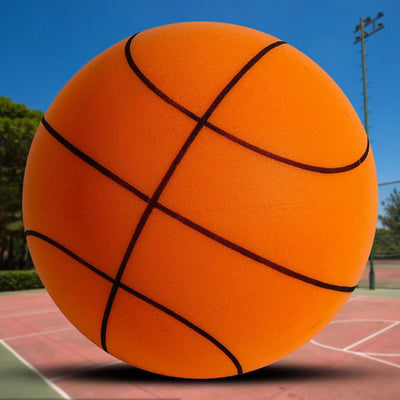 18/21/24CM Kids Bouncing Mute Ball High-Resilience Mute Dribbling Basketball Training Foam Ball 1-2Pcs Basketball Hoop Orange - Slobuy