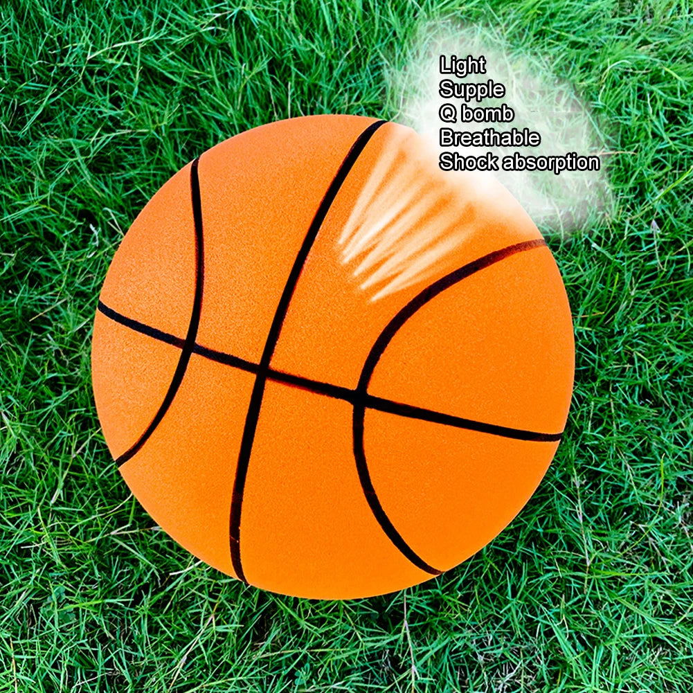 18/21/24CM Kids Bouncing Mute Ball High-Resilience Mute Dribbling Basketball Training Foam Ball 1-2Pcs Basketball Hoop Orange - Slobuy