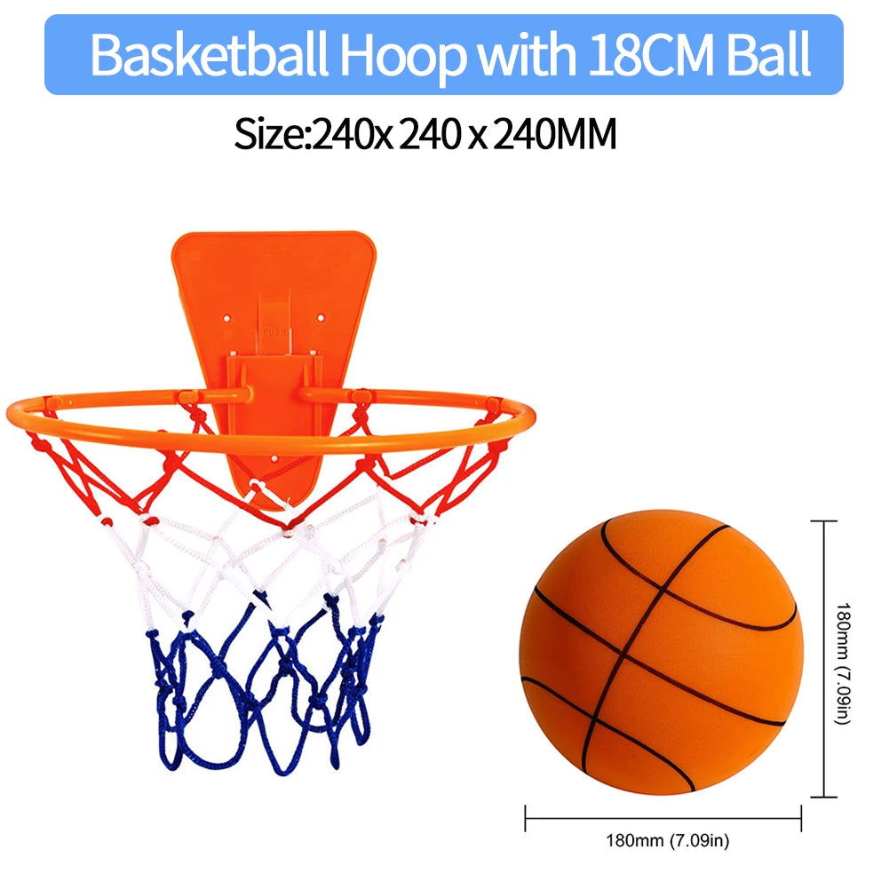 18/21/24CM Kids Bouncing Mute Ball High-Resilience Mute Dribbling Basketball Training Foam Ball 1-2Pcs Basketball Hoop Orange - Slobuy
