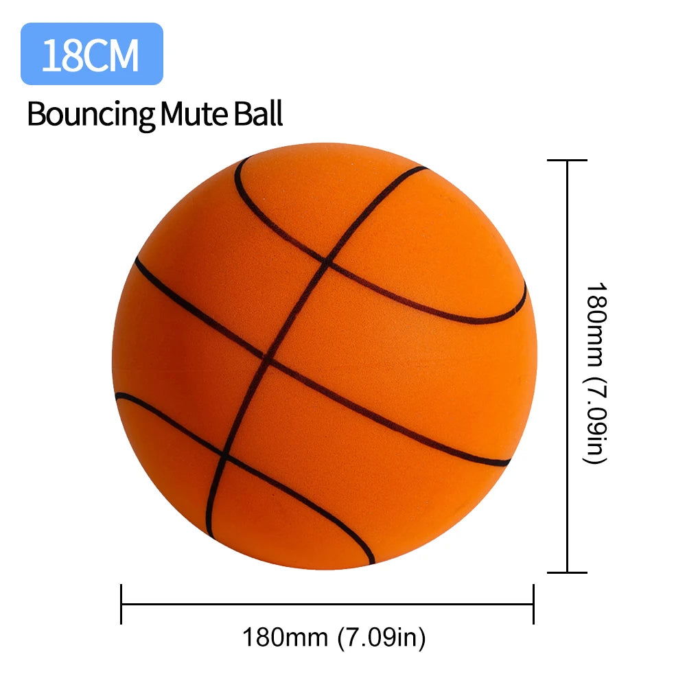 18/21/24CM Kids Bouncing Mute Ball High-Resilience Mute Dribbling Basketball Training Foam Ball 1-2Pcs Basketball Hoop Orange - Slobuy