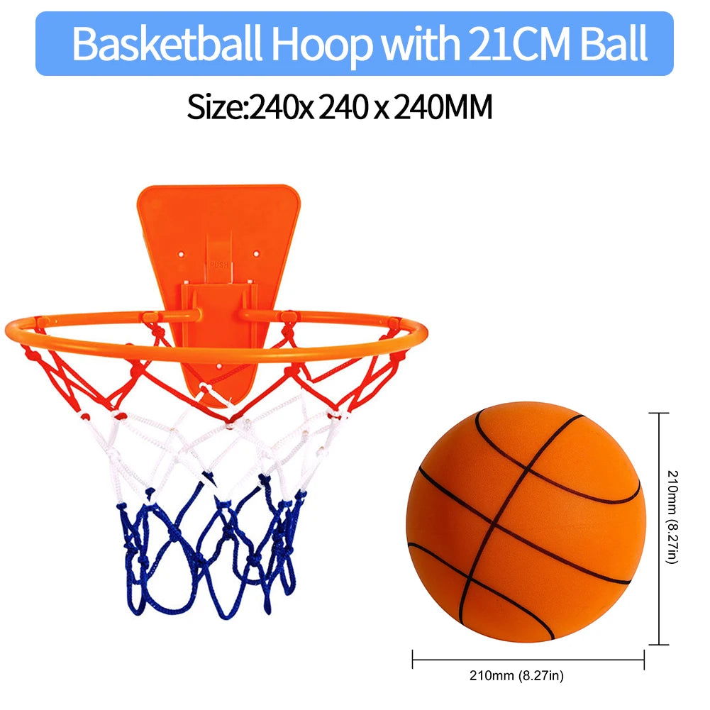 18/21/24CM Kids Bouncing Mute Ball High-Resilience Mute Dribbling Basketball Training Foam Ball 1-2Pcs Basketball Hoop Orange - Slobuy