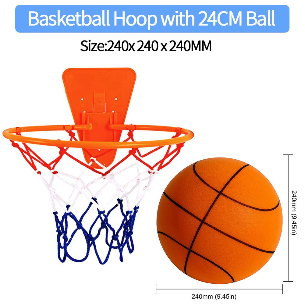 18/21/24CM Kids Bouncing Mute Ball High-Resilience Mute Dribbling Basketball Training Foam Ball 1-2Pcs Basketball Hoop Orange - Slobuy