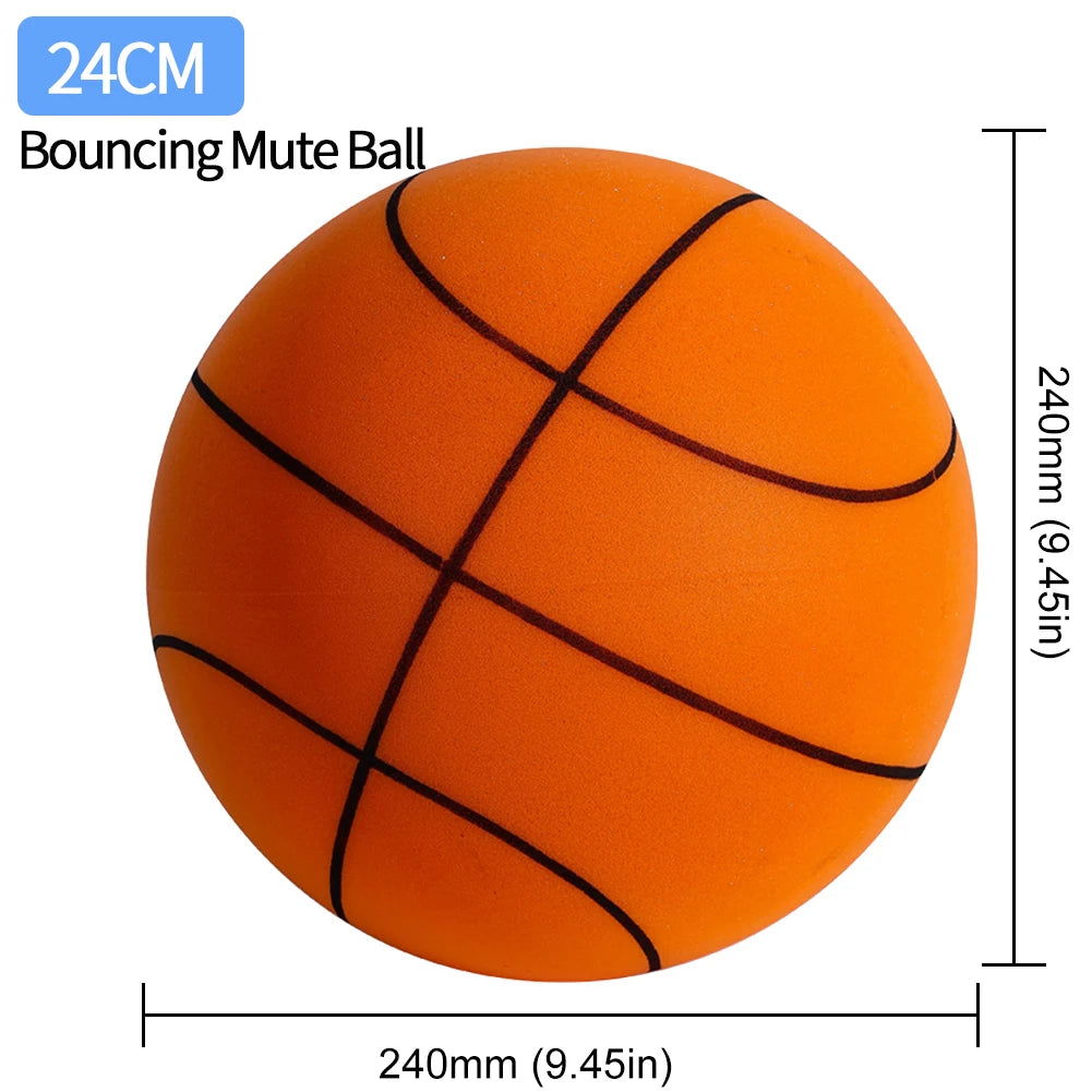 18/21/24CM Kids Bouncing Mute Ball High-Resilience Mute Dribbling Basketball Training Foam Ball 1-2Pcs Basketball Hoop Orange - Slobuy