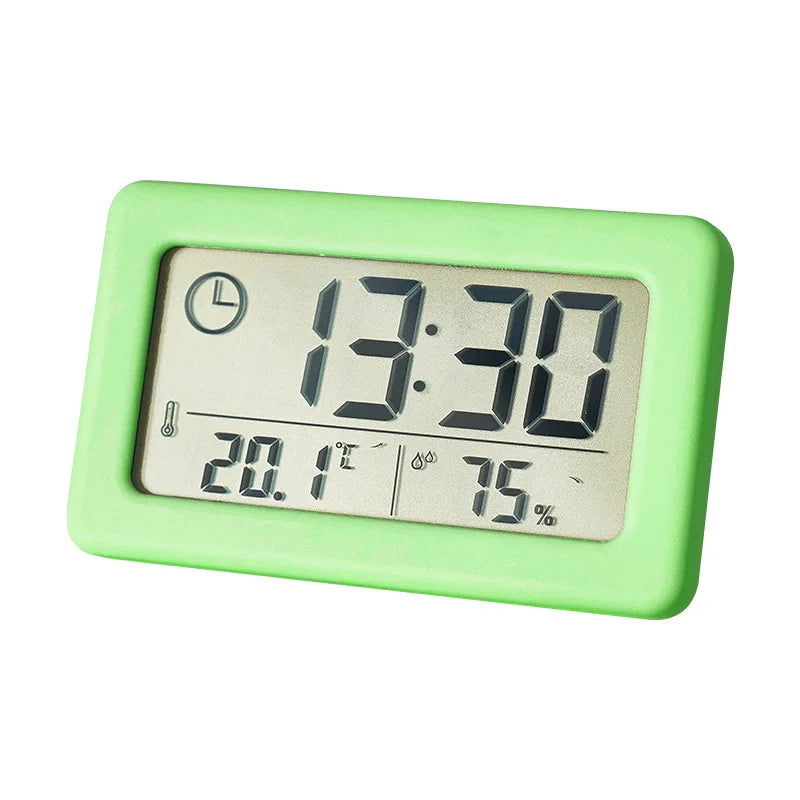 Mini Digital Clock Temperature Humidity Portable Table Clock Thermometer Hygrometer 12/24H Battery Operated LED Clock - Slobuy