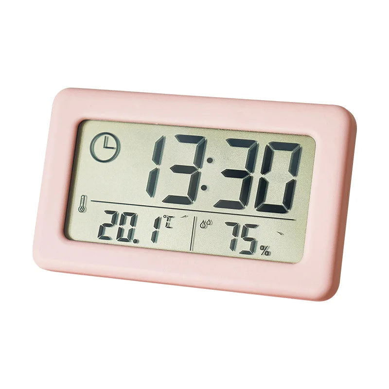 Mini Digital Clock Temperature Humidity Portable Table Clock Thermometer Hygrometer 12/24H Battery Operated LED Clock - Slobuy