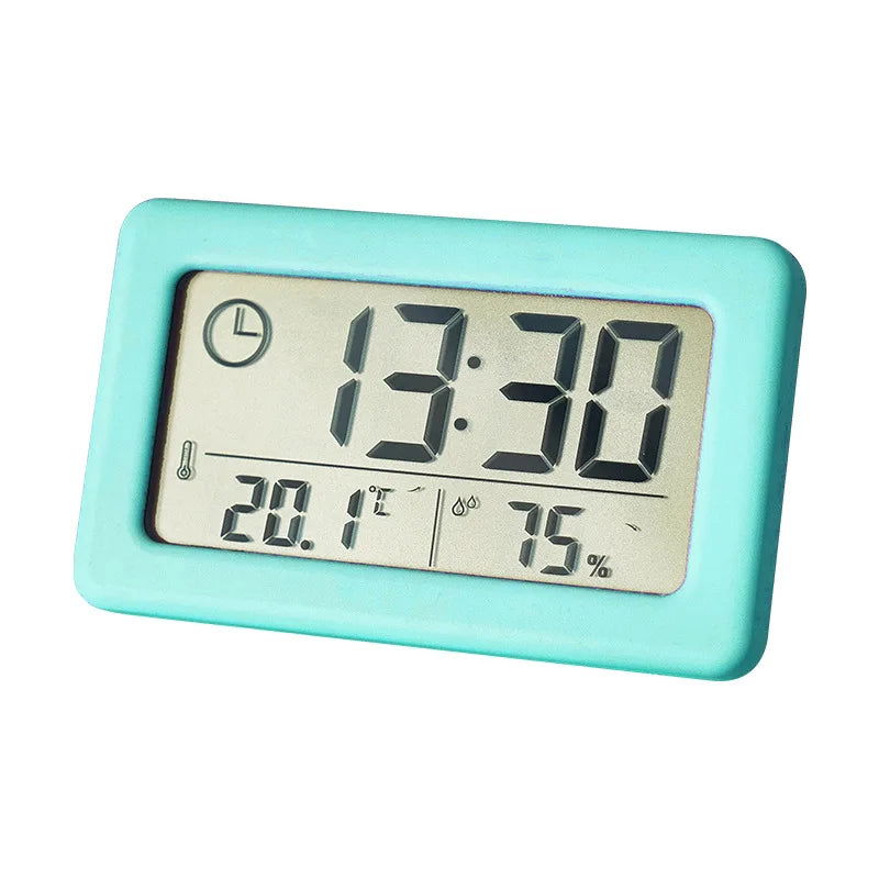 Mini Digital Clock Temperature Humidity Portable Table Clock Thermometer Hygrometer 12/24H Battery Operated LED Clock - Slobuy