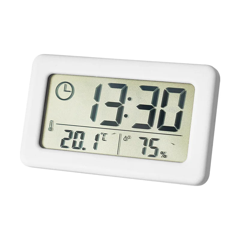 Mini Digital Clock Temperature Humidity Portable Table Clock Thermometer Hygrometer 12/24H Battery Operated LED Clock - Slobuy