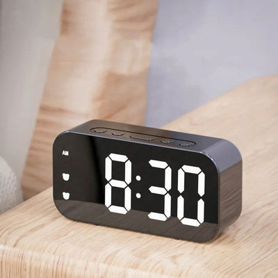 Voice Control LED Alarm Clock Plug In Electronic Digital Clock Dual Alarms Temperature Table Clock 12/24H Brightness Adjustment - Slobuy