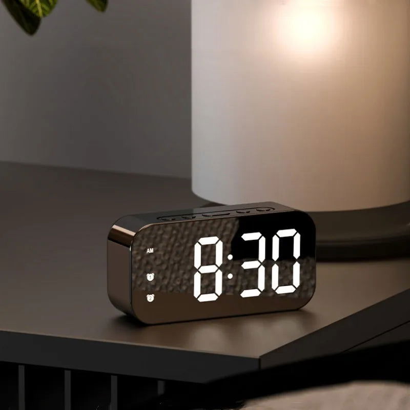 Voice Control LED Alarm Clock Plug In Electronic Digital Clock Dual Alarms Temperature Table Clock 12/24H Brightness Adjustment - Slobuy