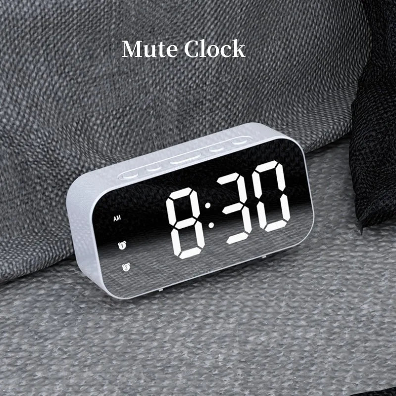 Voice Control LED Alarm Clock Plug In Electronic Digital Clock Dual Alarms Temperature Table Clock 12/24H Brightness Adjustment - Slobuy