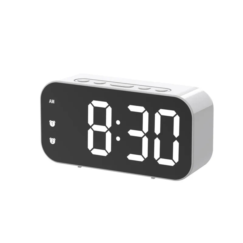 Voice Control LED Alarm Clock Plug In Electronic Digital Clock Dual Alarms Temperature Table Clock 12/24H Brightness Adjustment - Slobuy