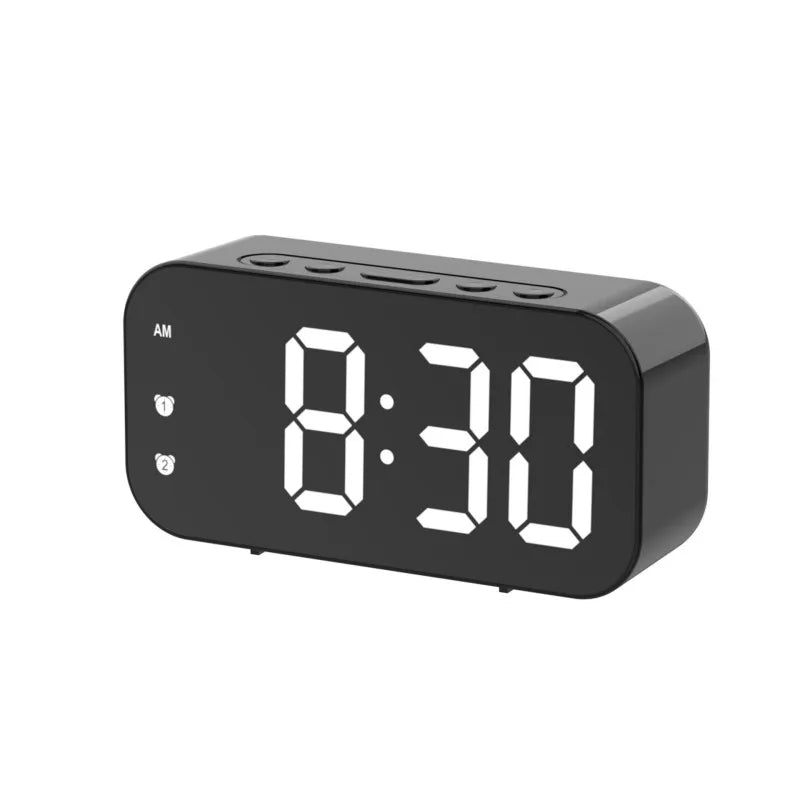 Voice Control LED Alarm Clock Plug In Electronic Digital Clock Dual Alarms Temperature Table Clock 12/24H Brightness Adjustment - Slobuy