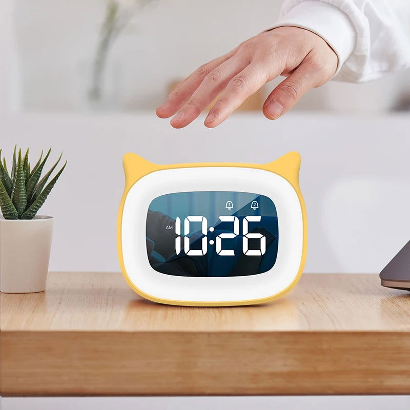 Rechargable Digital Alarm Clock Night Light Touch Snooze Always-on Display Desktop Table Clock 12/24H Dual Alarm Music LED Clock - Slobuy