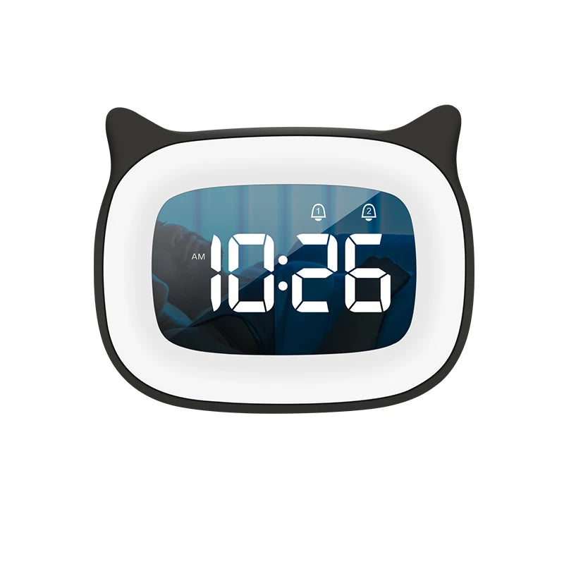 Rechargable Digital Alarm Clock Night Light Touch Snooze Always-on Display Desktop Table Clock 12/24H Dual Alarm Music LED Clock - Slobuy