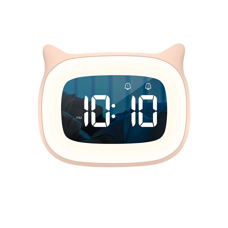 Rechargable Digital Alarm Clock Night Light Touch Snooze Always-on Display Desktop Table Clock 12/24H Dual Alarm Music LED Clock - Slobuy