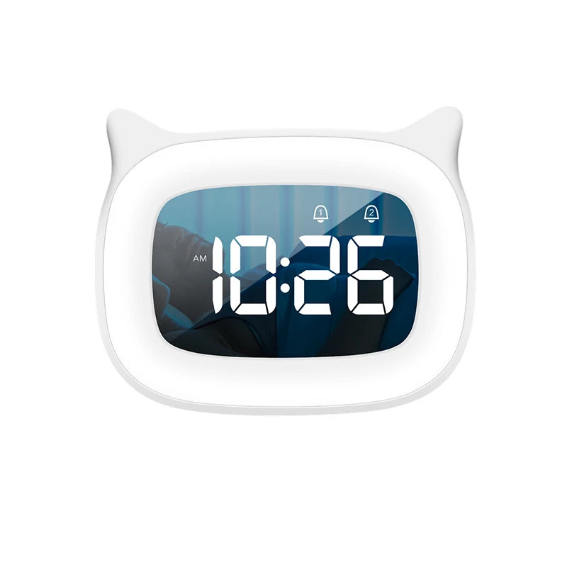 Rechargable Digital Alarm Clock Night Light Touch Snooze Always-on Display Desktop Table Clock 12/24H Dual Alarm Music LED Clock - Slobuy