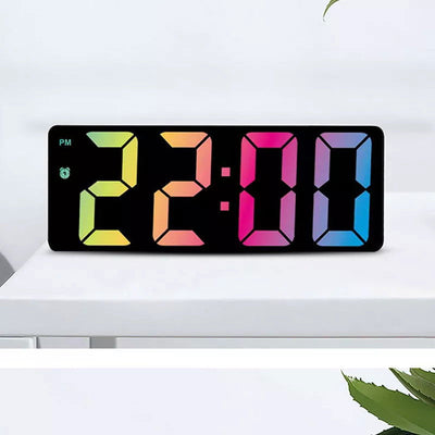 Acrylic Digital Alarm Clock Voice Control Colorful Font Night Mode Table Clock Snooze 12/24H Electronic LED Clocks - Slobuy