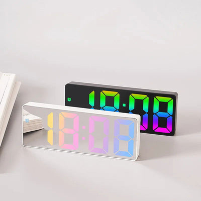 Acrylic Digital Alarm Clock Voice Control Colorful Font Night Mode Table Clock Snooze 12/24H Electronic LED Clocks - Slobuy