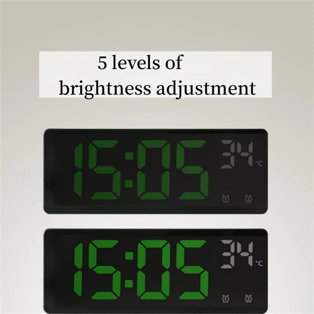 Voice Control Digital Alarm Clock Temperature Dual Alarm Snooze Desktop Table Clock Night Mode 12/24H LED Clock Watch - Slobuy