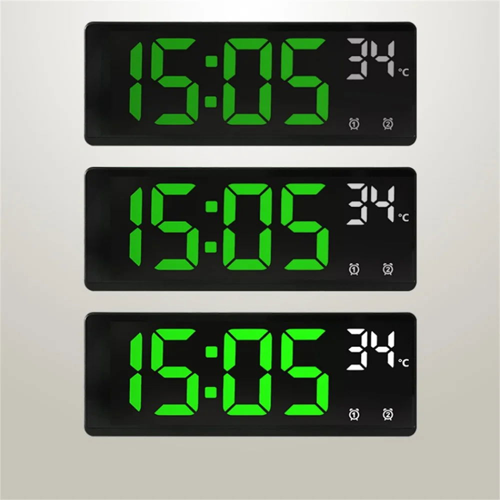 Voice Control Digital Alarm Clock Temperature Dual Alarm Snooze Desktop Table Clock Night Mode 12/24H LED Clock Watch - Slobuy