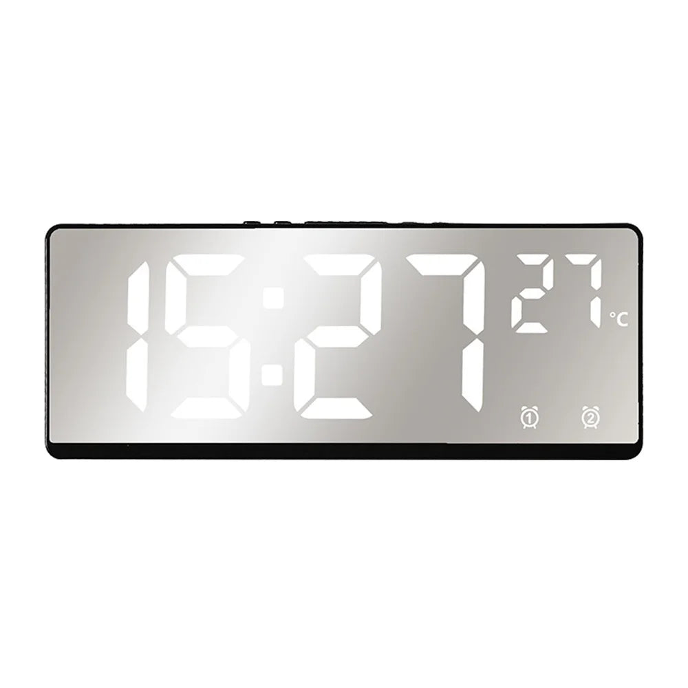 Voice Control Digital Alarm Clock Temperature Dual Alarm Snooze Desktop Table Clock Night Mode 12/24H LED Clock Watch - Slobuy