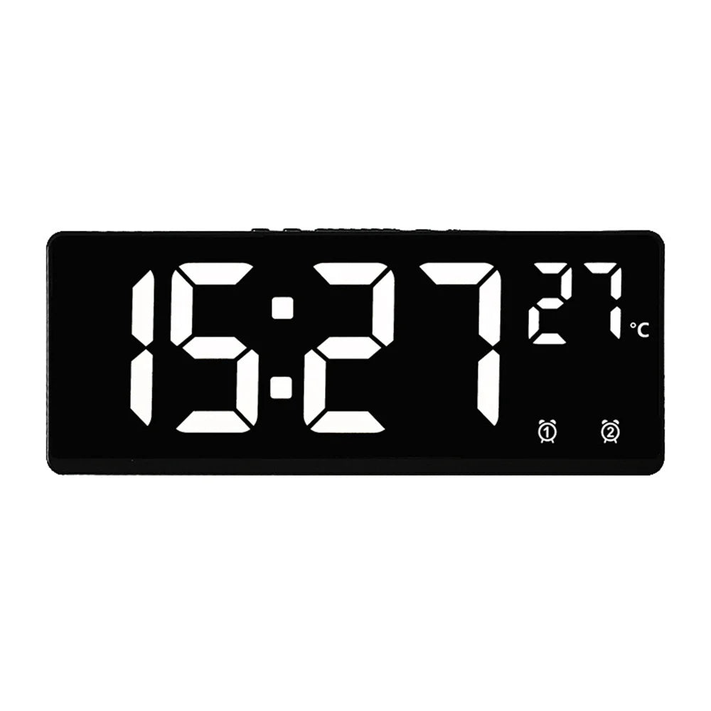 Voice Control Digital Alarm Clock Temperature Dual Alarm Snooze Desktop Table Clock Night Mode 12/24H LED Clock Watch - Slobuy