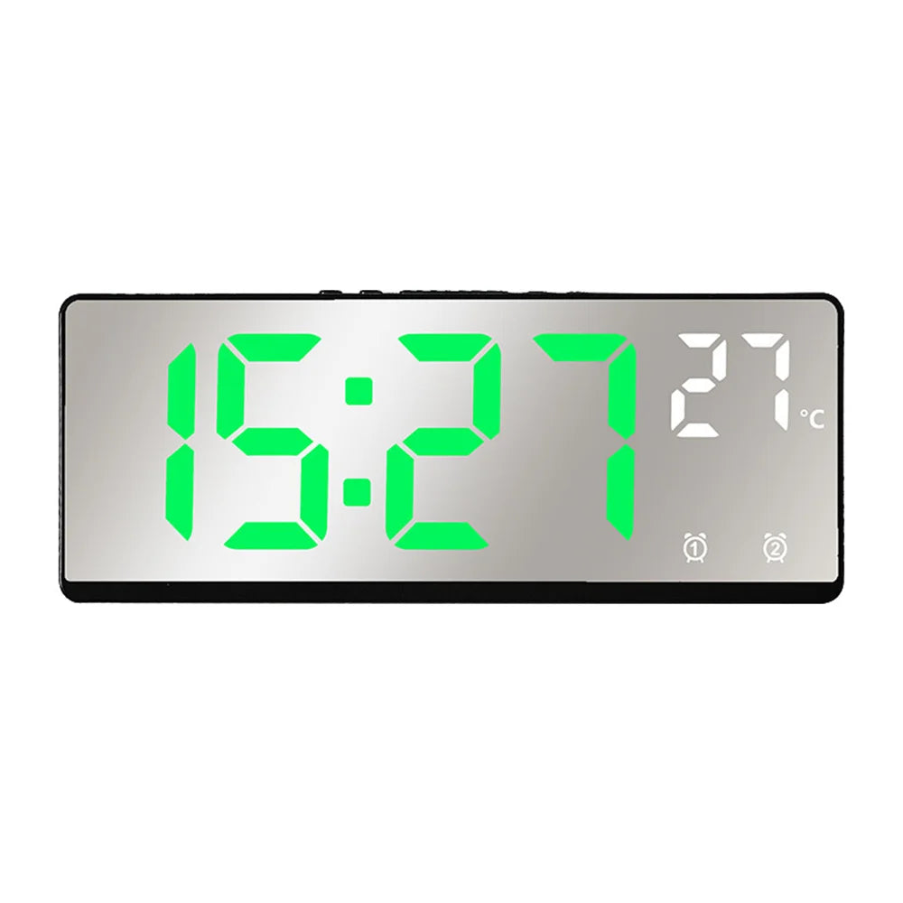 Voice Control Digital Alarm Clock Temperature Dual Alarm Snooze Desktop Table Clock Night Mode 12/24H LED Clock Watch - Slobuy