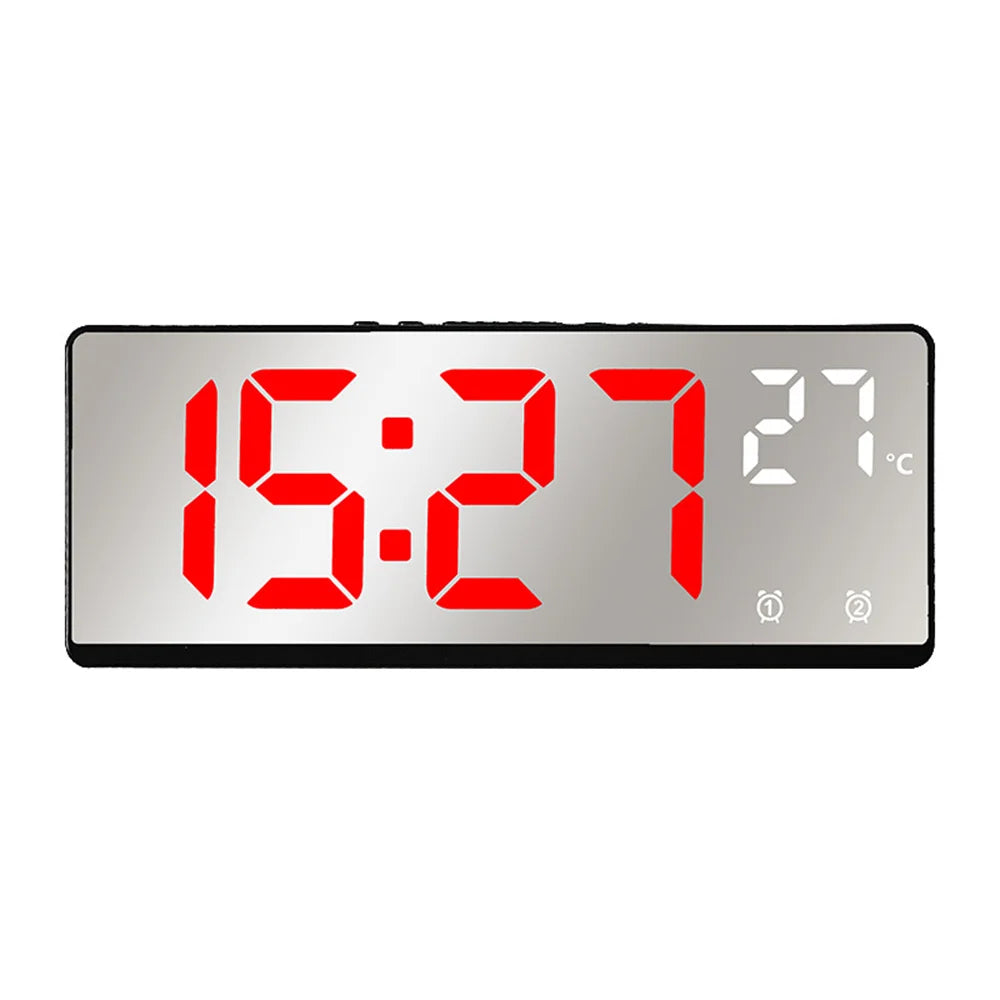 Voice Control Digital Alarm Clock Temperature Dual Alarm Snooze Desktop Table Clock Night Mode 12/24H LED Clock Watch - Slobuy