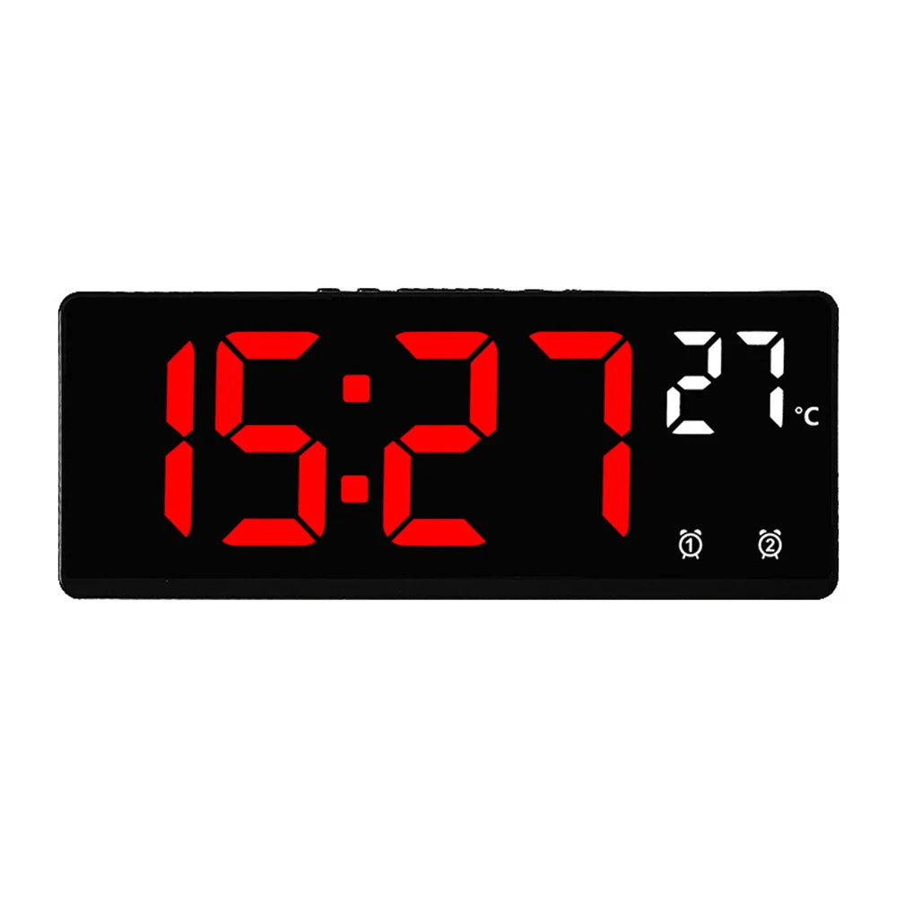 Voice Control Digital Alarm Clock Temperature Dual Alarm Snooze Desktop Table Clock Night Mode 12/24H LED Clock Watch - Slobuy