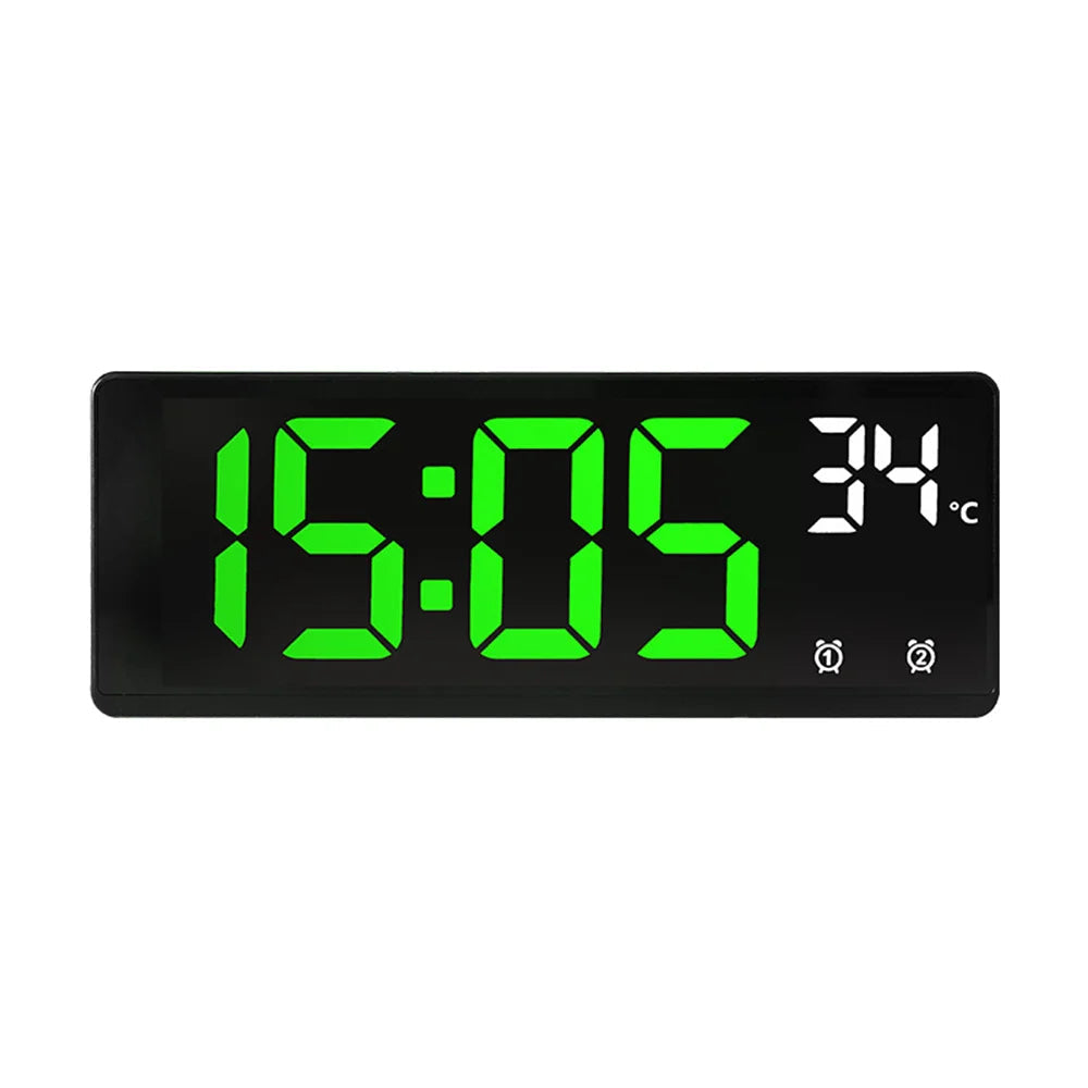 Voice Control Digital Alarm Clock Temperature Dual Alarm Snooze Desktop Table Clock Night Mode 12/24H LED Clock Watch - Slobuy