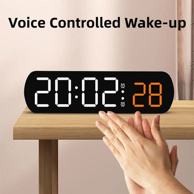 Voice Control Digital Alarm Timer Clock Temperature Dual Alarm Desktop Table Clock Night Mode 12/24H LED Clock Watch Desk Clock - Slobuy