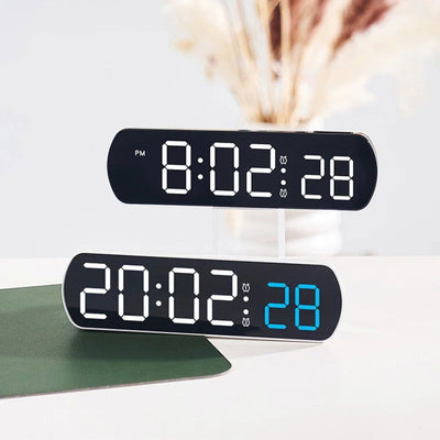 Voice Control Digital Alarm Timer Clock Temperature Dual Alarm Desktop Table Clock Night Mode 12/24H LED Clock Watch Desk Clock - Slobuy