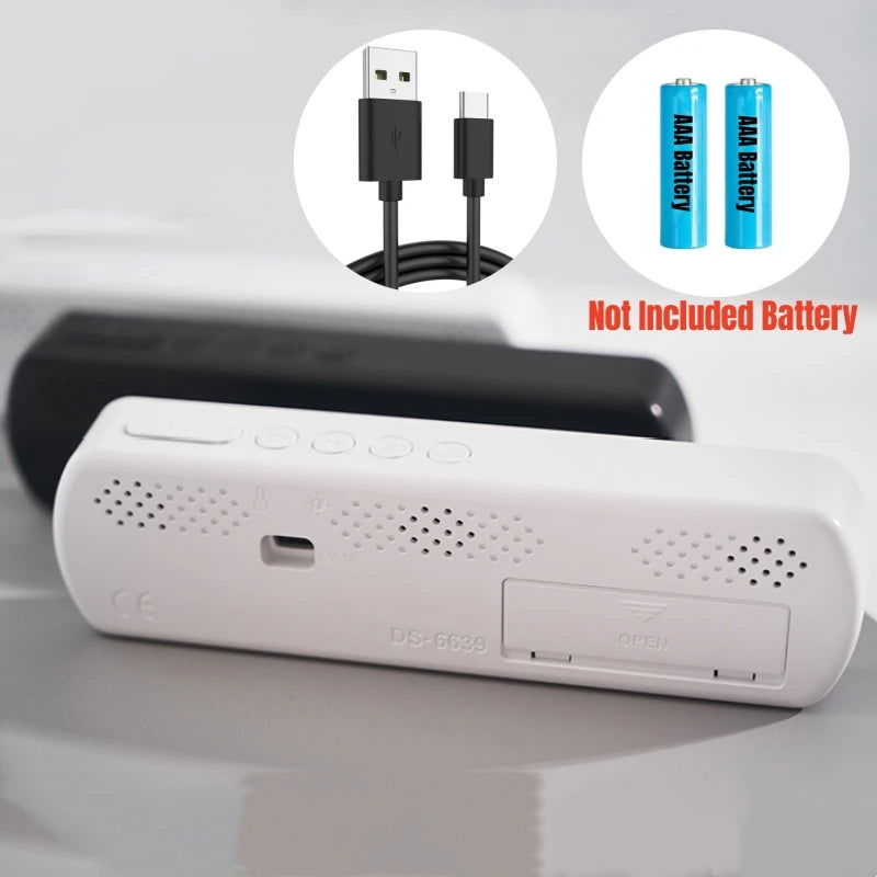 Voice Control Digital Alarm Timer Clock Temperature Dual Alarm Desktop Table Clock Night Mode 12/24H LED Clock Watch Desk Clock - Slobuy