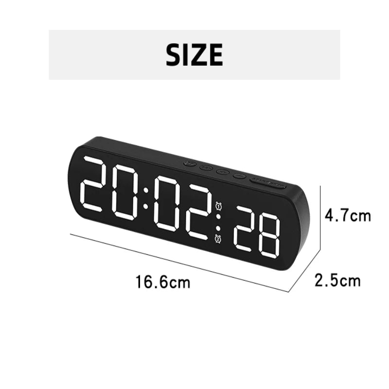 Voice Control Digital Alarm Timer Clock Temperature Dual Alarm Desktop Table Clock Night Mode 12/24H LED Clock Watch Desk Clock - Slobuy