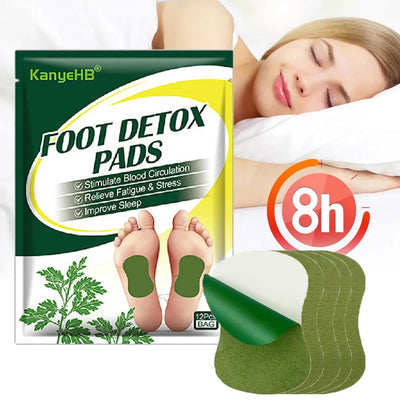 Detox Foot Patches Pads 12/24Pcs Natural Herbal Wormwood Artemisia Argyi Feet Body Toxins Cleansing Relieve Stress Help Sleeping - Slobuy