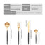 24Pcs Stainless Steel Dinnerware Set Black Gold Cutlery Spoon Fork Knife Western Cutleri Silverware Flatware Tableware Supplies - Slobuy